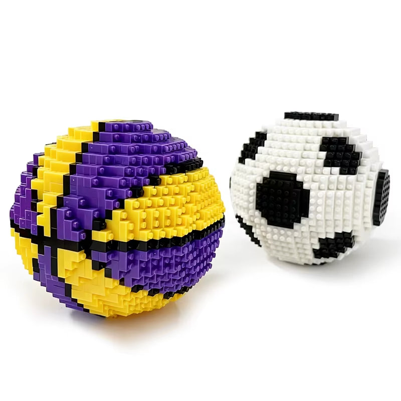 Micro Building Blocks 3D Basketball Football Puzzle Model Decor Ball with Hidden Creative Toy Mini Stacking Brick Kid Adult Gift