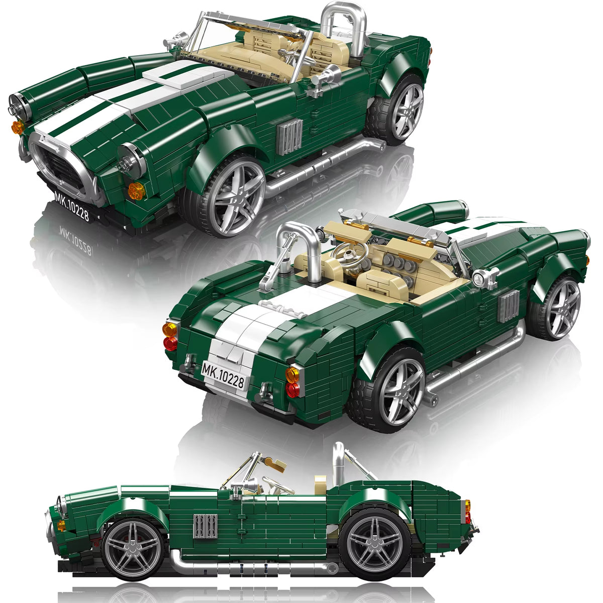 Mould King 10228 AC Cobra Building Blocks Classic Convertible Sports Car Retro Vintage Car Model Desktop Ornament Kids Toys Gift
