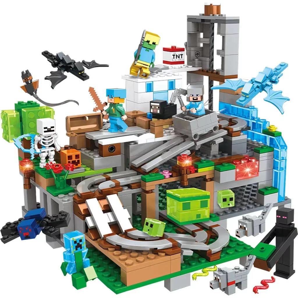 The Cave Village Special Edition Building Blocks with Steve Action Figures Compatible My World Set Toy