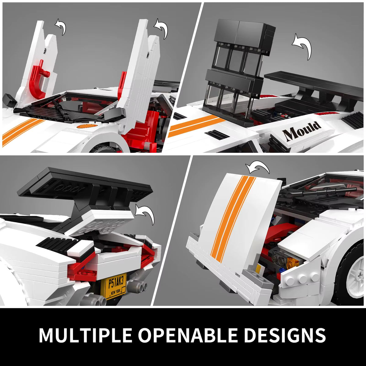 Mould King 10045 Technical Car Toys the MOC-82416 Countach Sport Racing Car Model Building Block Brick Kids Christmas Gifts