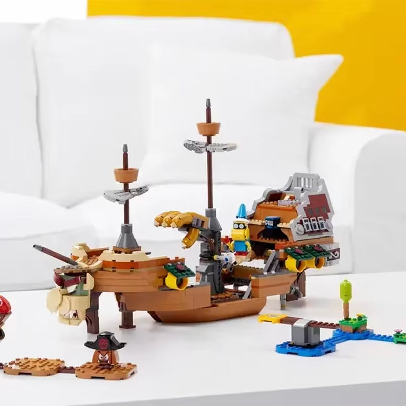 Compatible MOC Sets Super Bros. Game Series 71391 Bowser Spaceship Model Marioed Building Blocks Children'S Toys Assembling Gift