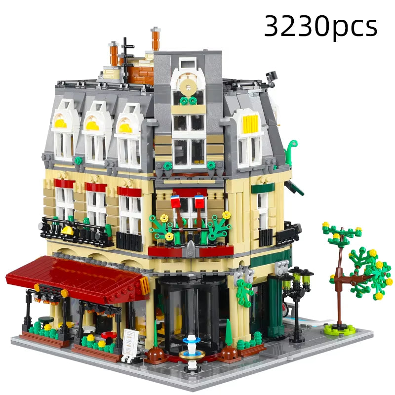 3230Pcs  City Paris Restaurant & House Architecture Building Blocks Set French Apartment Figures Bricks Toy for Kids Gift