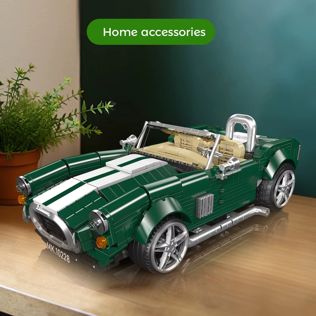 Mould King 10228 AC Cobra Building Blocks Classic Convertible Sports Car Retro Vintage Car Model Desktop Ornament Kids Toys Gift