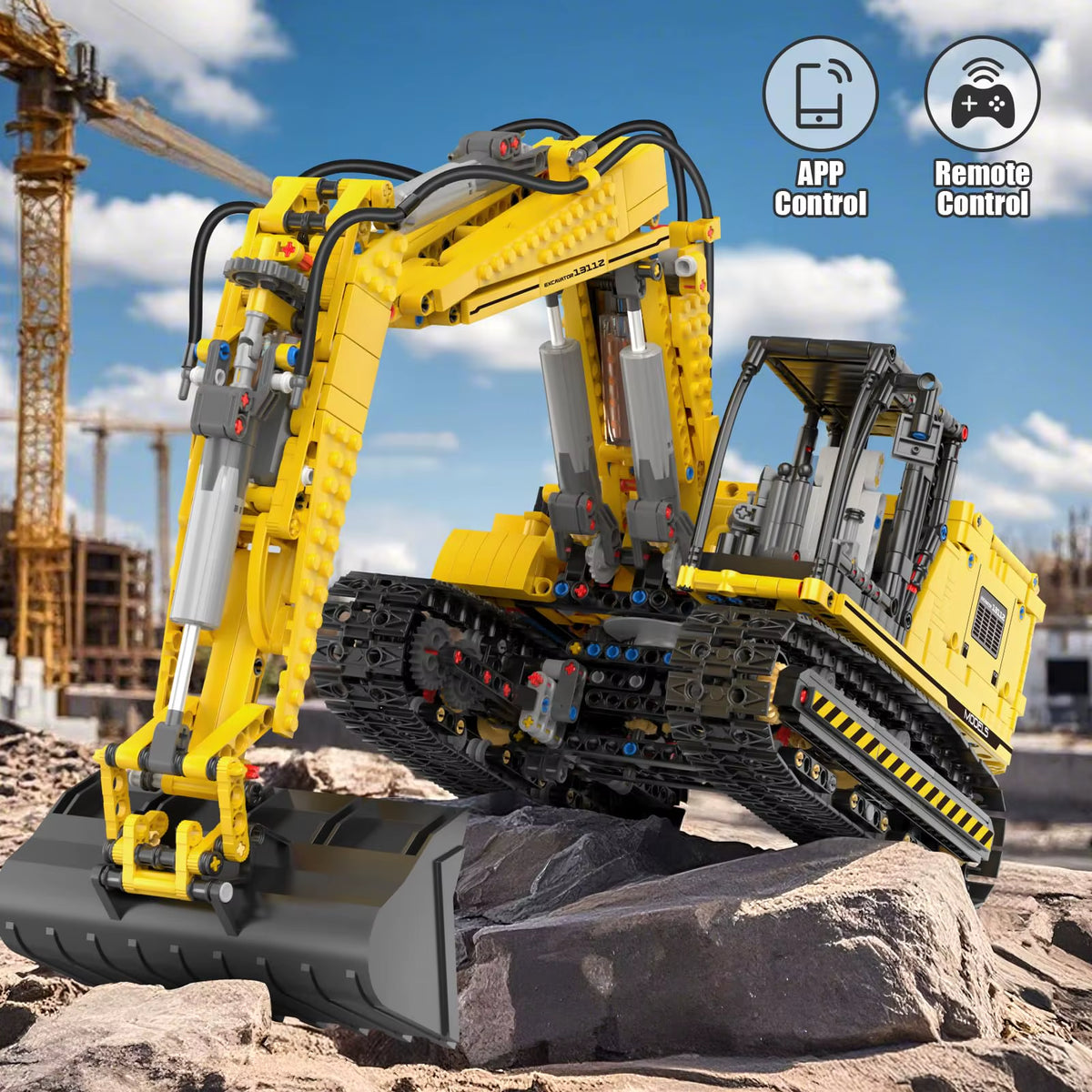 MOULD KING 13112 Technical Car Toys the MOC-2513 APP&RC Motorized Excavator Model Building Blocks Bricks Kids Christmas Gift