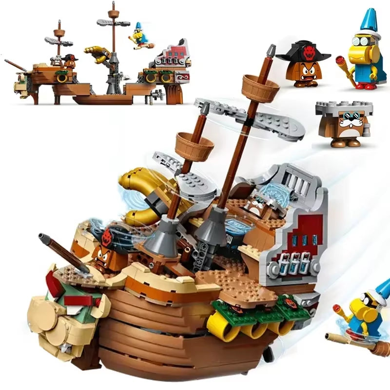 Compatible MOC Sets Super Bros. Game Series 71391 Bowser Spaceship Model Marioed Building Blocks Children'S Toys Assembling Gift