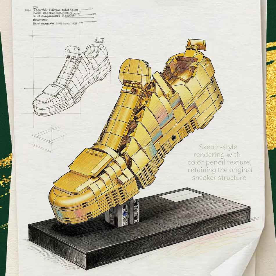 MOC European Football Golden Boot Trophy Building Blocks Soccer Champion Cup Shoe Model Ornament Bricks Toys Kids Adults Gifts