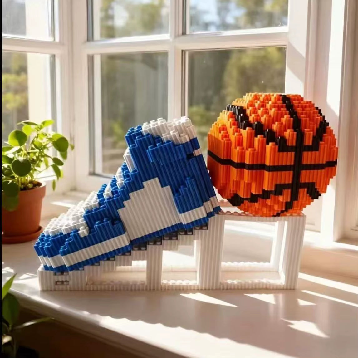 Sports DIY Building Blocks Basketball Sneakers Building Creative Blocks Fidget Toys Ideal Gift for Sports Fans Unique Room Decor