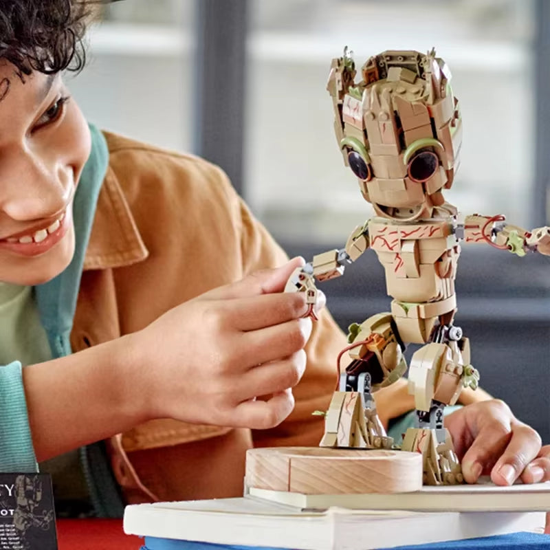 Anime Marvel I Am Groots Guardians League Cartoon Cute Little Tree Man Groot Assembly Model Game Building Blocks Kid Toy Gift