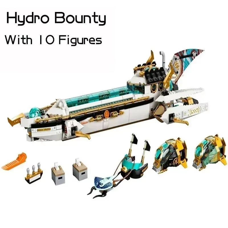 1739Pcs Destiny Gift Golden Ship Model Building Block Ninjagoing Toy Submarine Command Center Brick Toy Birthday Gift