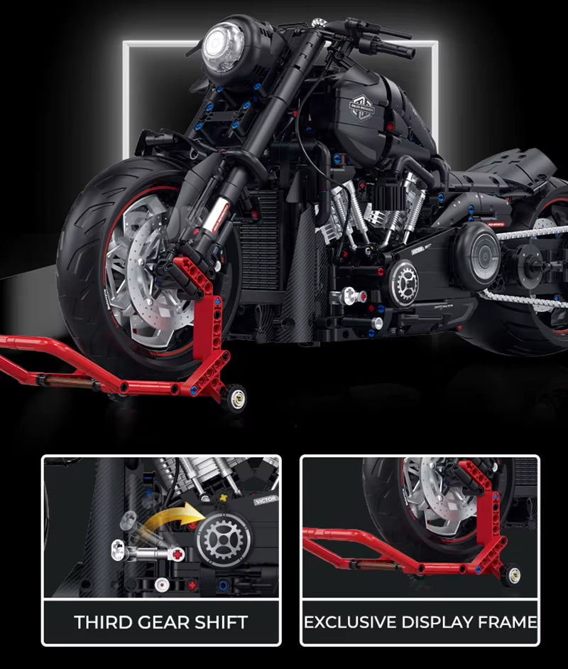 2000+Pcs Super Racing Dark Motorcycle Technical Blocks Motorbike Model MOC Bricks Sets Gifts for Boys Adult Kids DIY Toys 1:5