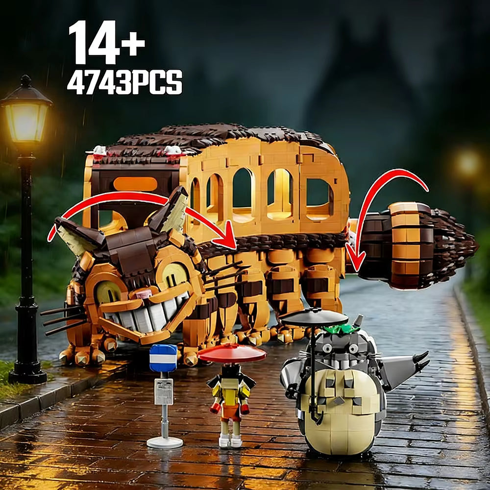 Cat Car Building Blocks Set Japanese Anime Toy Model Collectible Creative Assembly Gift for Hayao Miyazaki Anime Fans 4743PCS