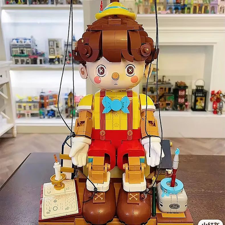 Pinocchio Building Blocks Classic Fairy Tale Long Nose Doll Puppet Model Bricks Desktop Deco Kids Educational DIY Toys Gifts