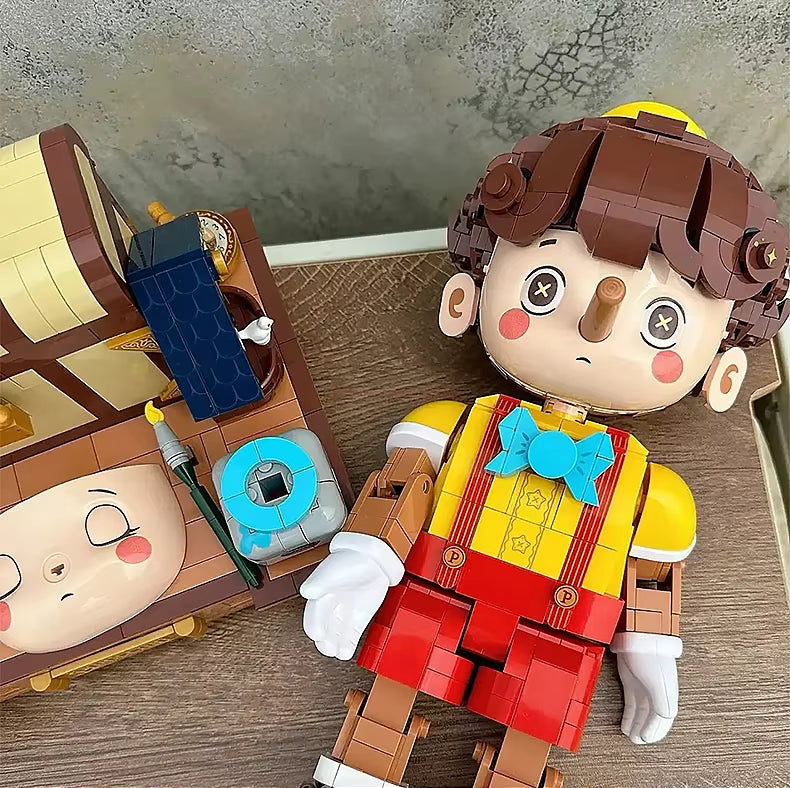 Pinocchio Building Blocks Classic Fairy Tale Long Nose Doll Puppet Model Bricks Desktop Deco Kids Educational DIY Toys Gifts