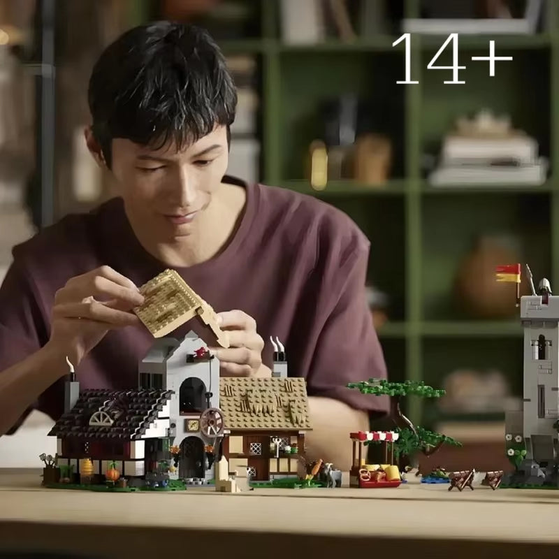 3304PCS Medieval Town Square Building Blocks Home Decor European Architecture Creative Kids Adults Toys Gifts