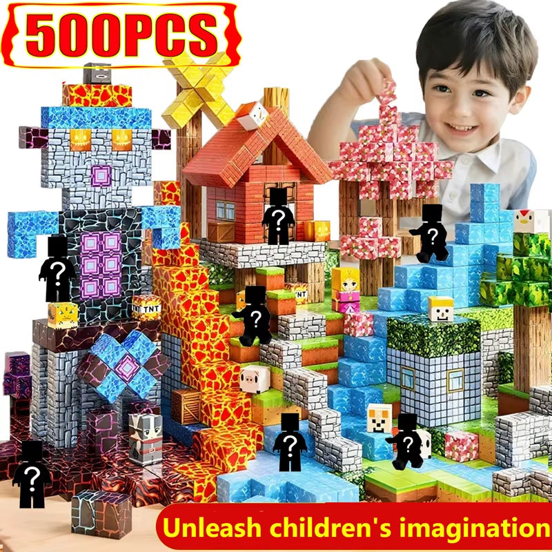 10-500PCS Magnetic Building Blocks Magnet Set Bricks Mini World STEM Construction DIY Educational Toys for Kids Birthday Gifts