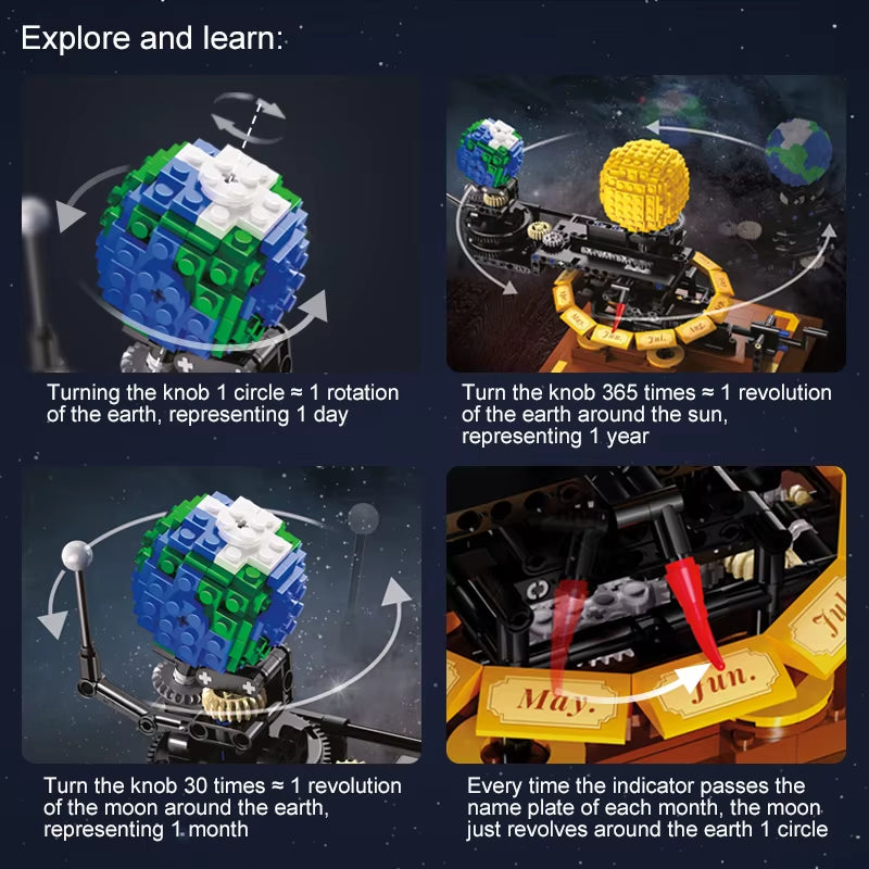 865PCS City Solar System Earth and Sun Clock Building Blocks Science Experiment Education Bricks Toys Boys Gifts