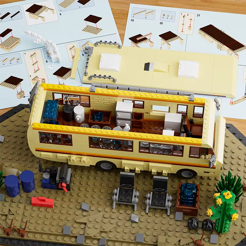 Technical Breaking Bad RV Adventure Camper Bus Car Model Building Blocks Fit Car Vehicle Assemble Bricks Toys for Boys Avid Fans