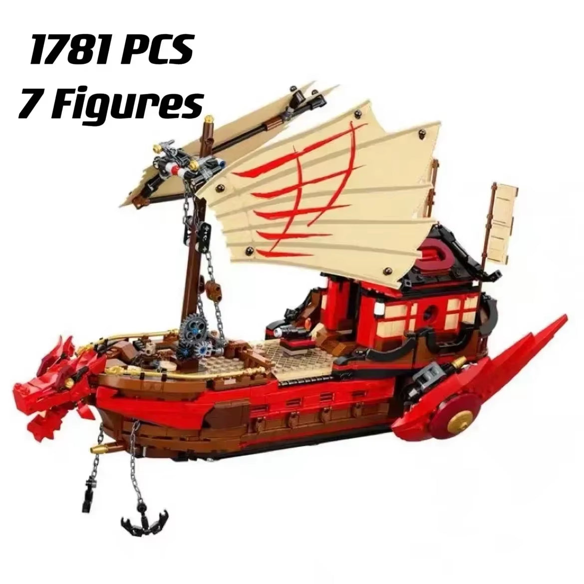 1739Pcs Destiny Gift Golden Ship Model Building Block Ninjagoing Toy Submarine Command Center Brick Toy Birthday Gift