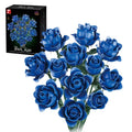 585PCS Blue Rose Building Blocks Simulation Flower Bouquet Model Bricks Decorative Ornaments Adult Romantic Gift Children'S Toys
