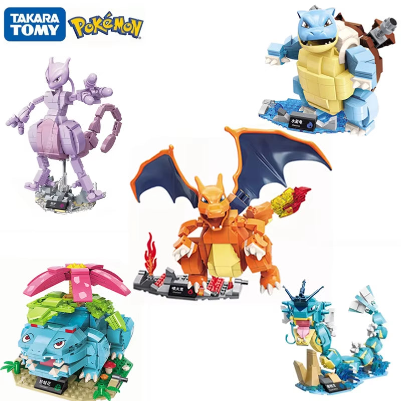 Pokemon Anime Cartoon Pikachu Bulbasaur Building Blocks Bricks Sets Movie Dolls Model Kids Toys for Children Gift