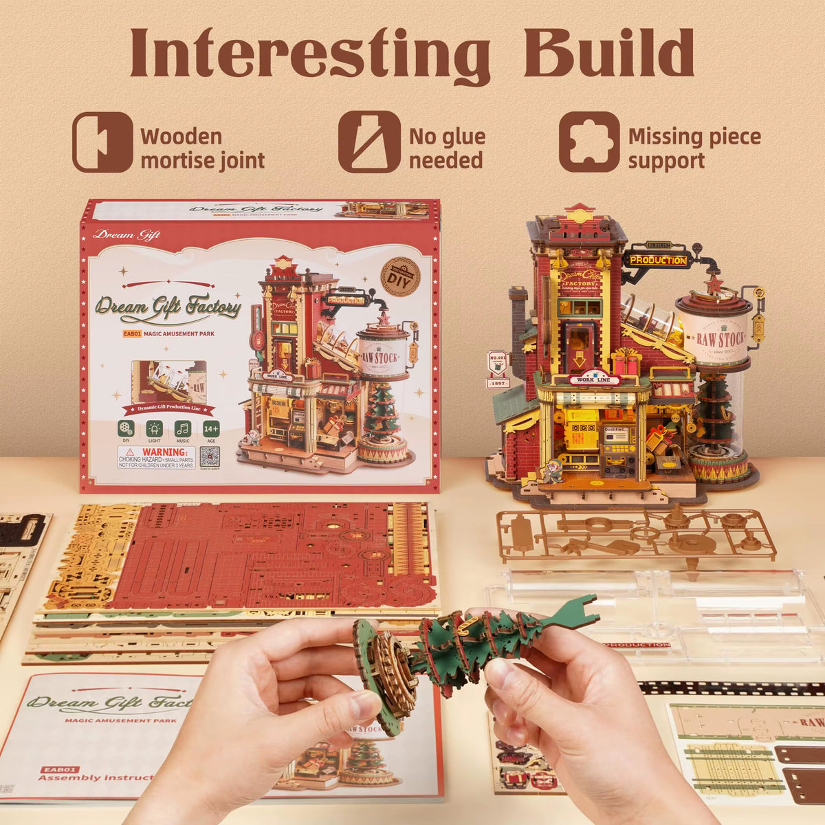 Rokr Dream Gift Factory 3D Wooden Puzzle Music Box Unique Birthday Gift Therapeutic Activity Kit for Teens Adults