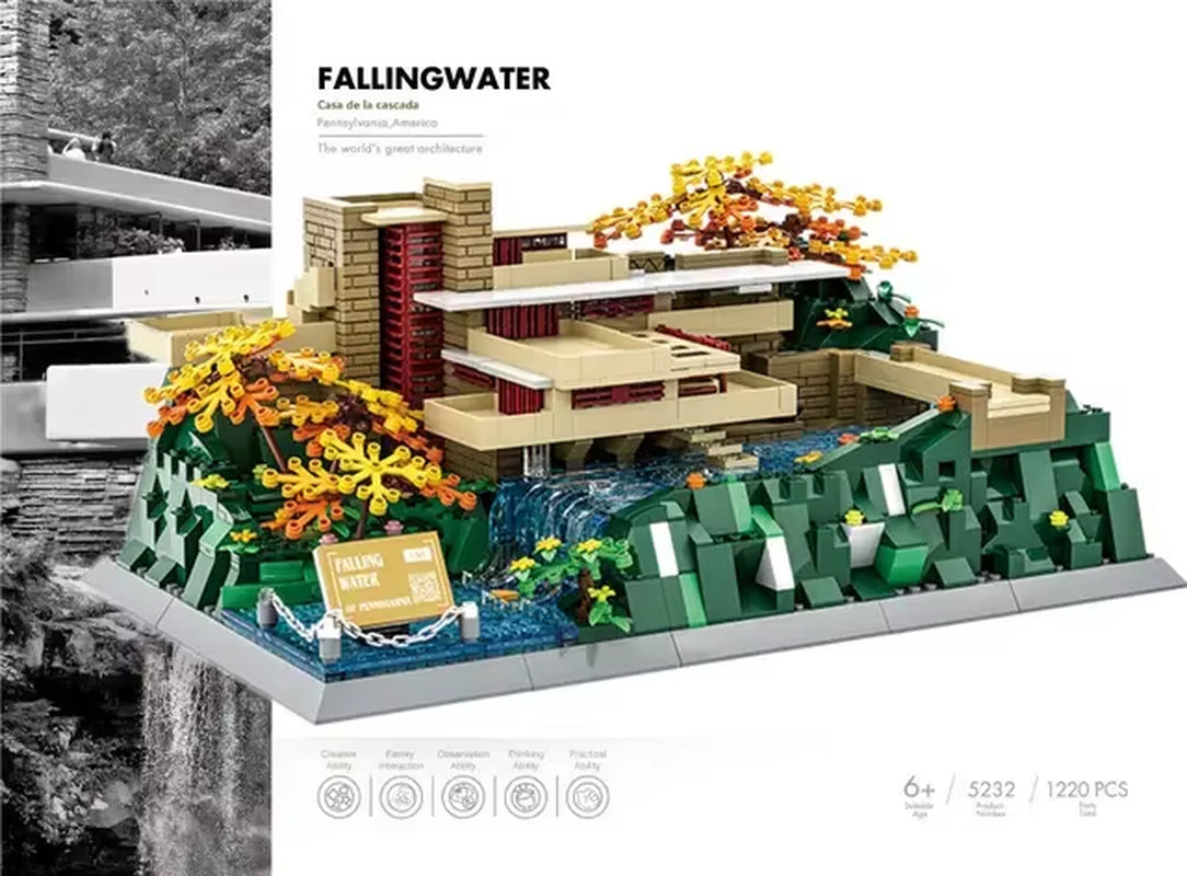 MOC World Famous Architecture Edifice Opera House Building Blocks Villa Savoye Bridge Tower Toy Children Birthday Christmas Gift