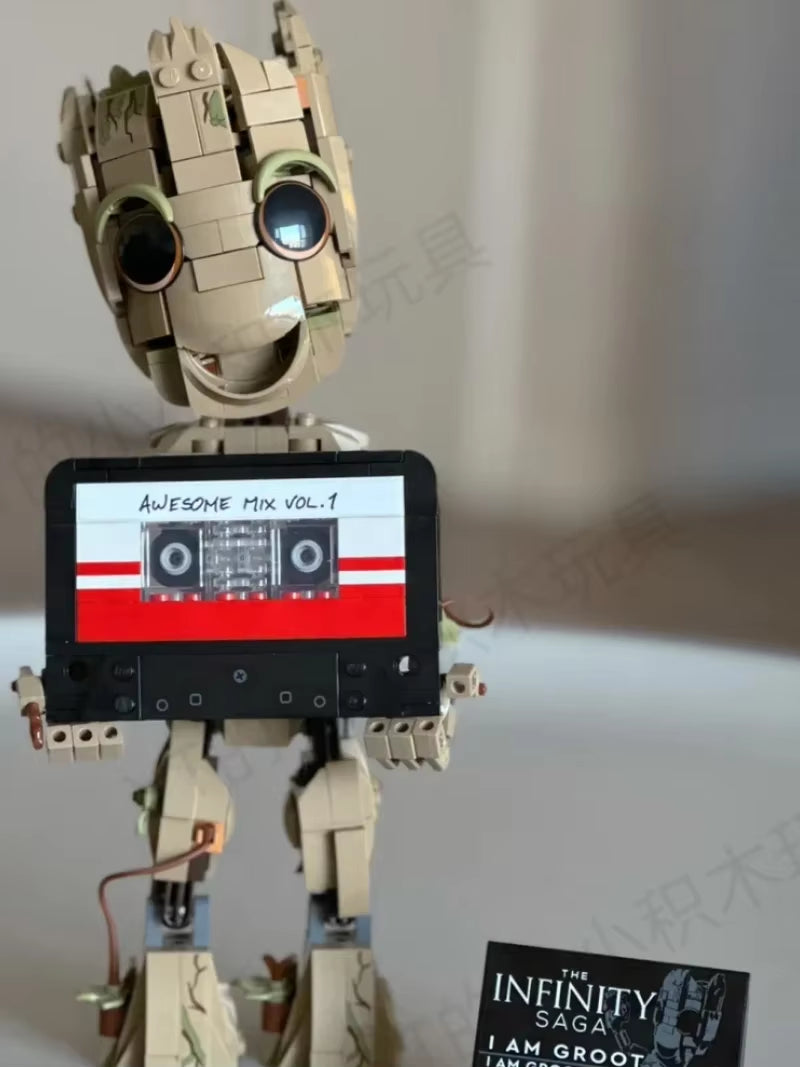 Anime Marvel I Am Groots Guardians League Cartoon Cute Little Tree Man Groot Assembly Model Game Building Blocks Kid Toy Gift