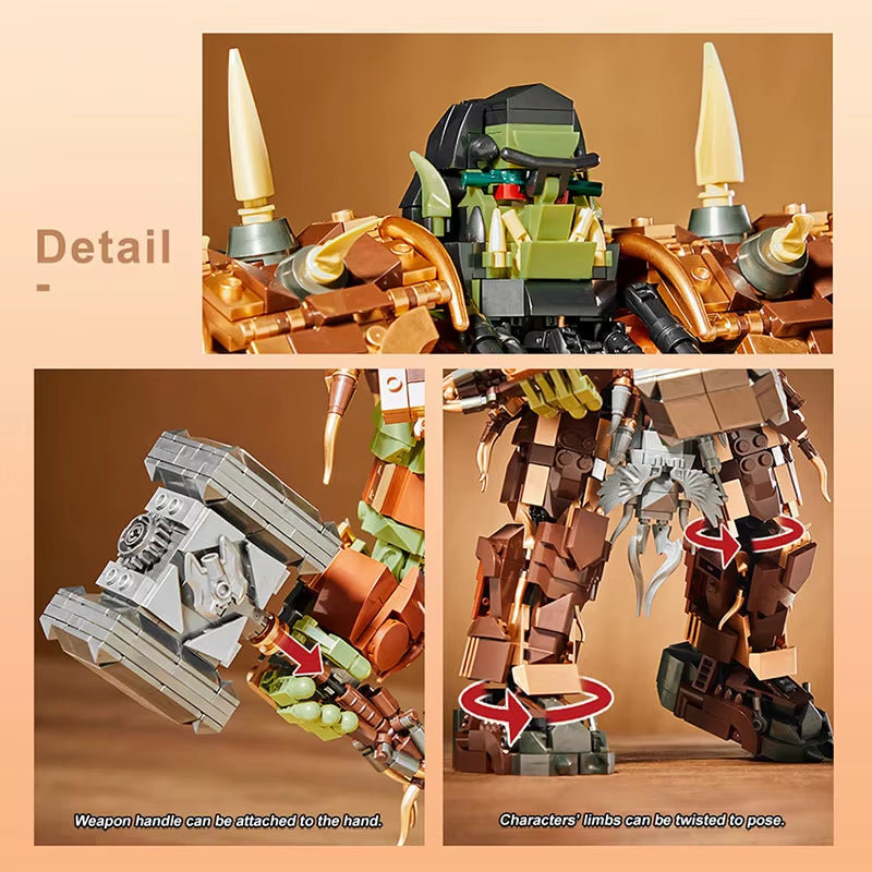Game Series Warcraft MOC 1776Pcs ORC Thrall Figures Building Blocks Bricks Set Assemble Orcs Model Toys for Chilren Boys Gifts