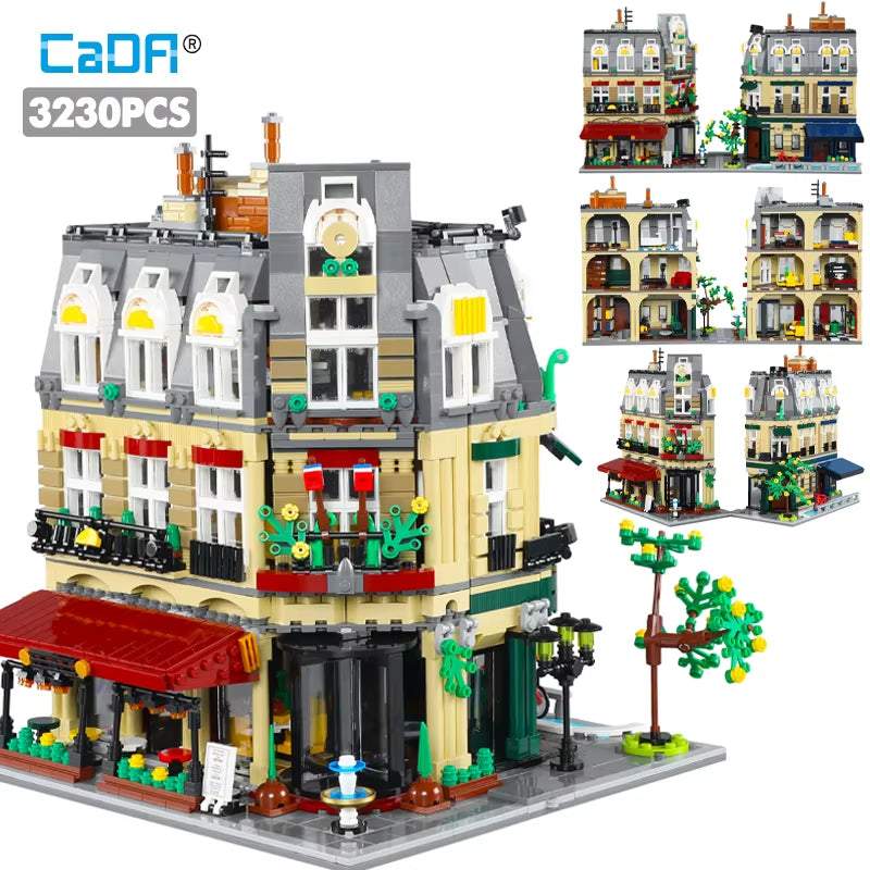 3230Pcs  City Paris Restaurant & House Architecture Building Blocks Set French Apartment Figures Bricks Toy for Kids Gift