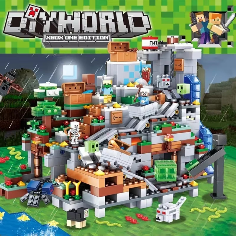 The Cave Village Special Edition Building Blocks with Steve Action Figures Compatible My World Set Toy