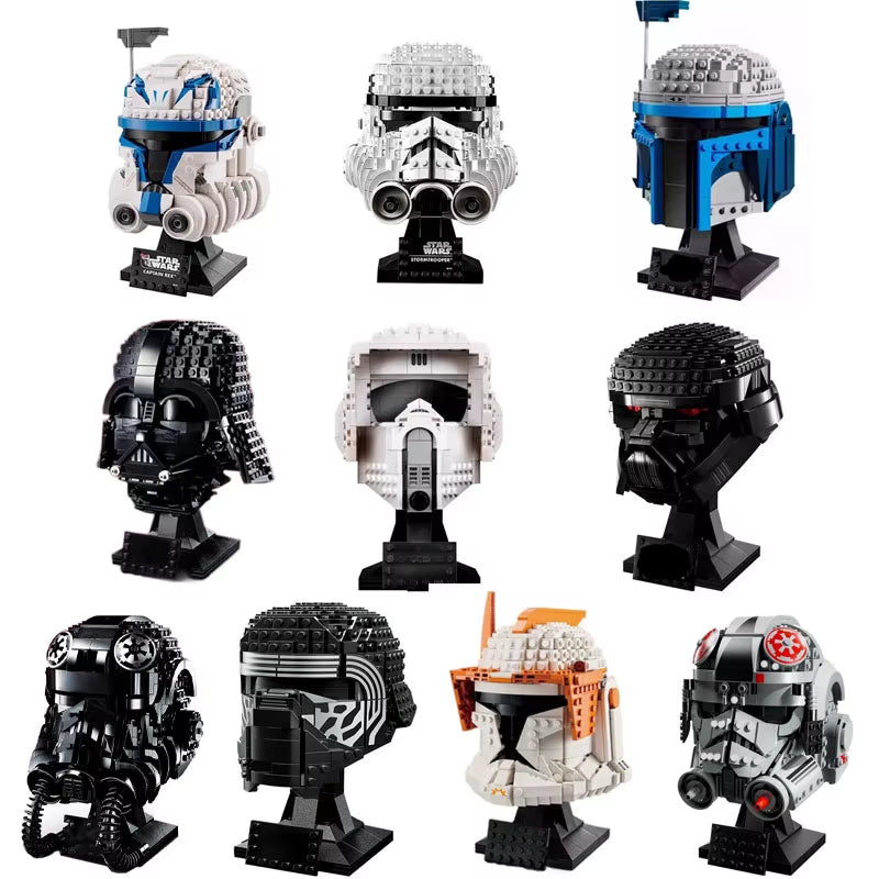 Star Wars Helmet Building Blocks Darth Vader Jango Fett AT-AT Driver Scout Troopers Head Assembly Model Mini Brick Toy for Kid