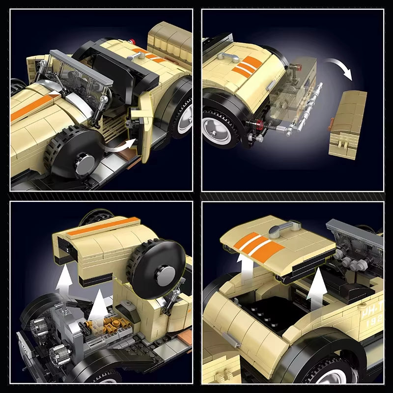 Mould King DIY 10115 Technical Car Toys the Phantom Vintage Car Building Block Assembly Old Time Car Universal for Boys and Girl
