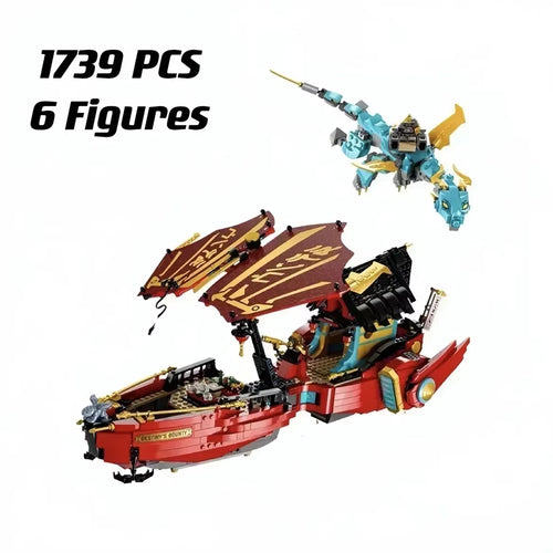 1739Pcs Destiny Gift Golden Ship Model Building Block Ninjagoing Toy Submarine Command Center Brick Toy Birthday Gift