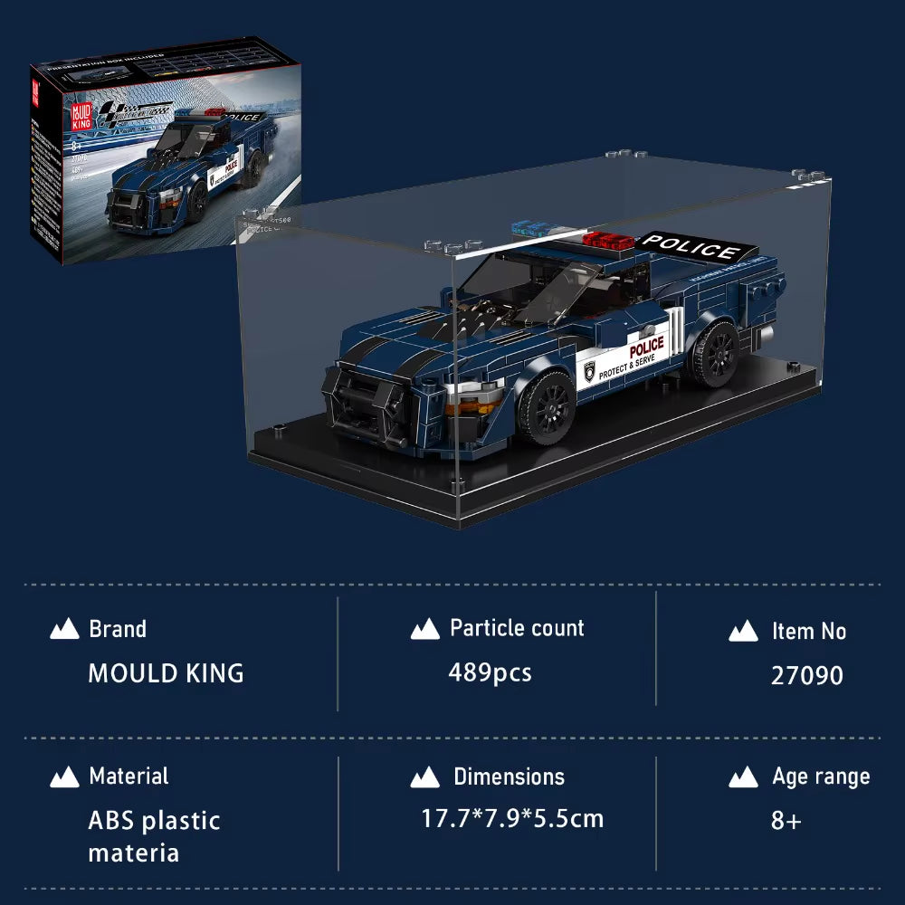 Mould King 27090 City Police Car Technical Racing Car Speed Building Blocks Racer Sports Vehicle Moc Model Educational Brick Toy
