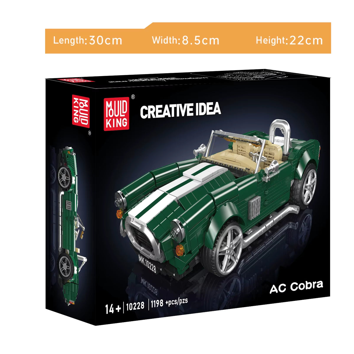 Mould King 10228 AC Cobra Building Blocks Classic Convertible Sports Car Retro Vintage Car Model Desktop Ornament Kids Toys Gift