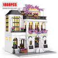 MOC Creative European Architecture Building Blocks Garden Hotel Flower Street Villa Street View Bricks Ideas Toy for Friend Gift