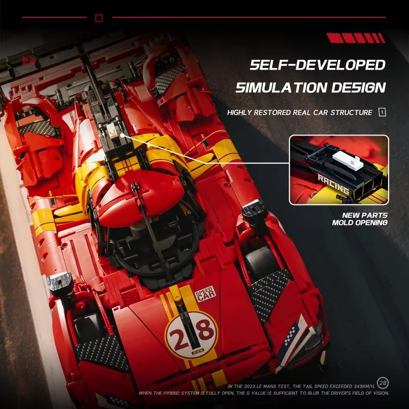 3350PCS 1:8 MOC Configurable RC 499P Racing Supercar Building Block Set -Adult & Children Racing Model Car Toy Collection Gift