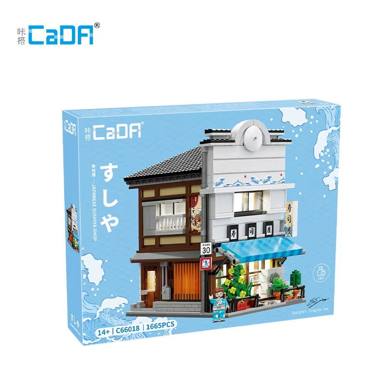 LED City Japanese Street View Bricks Shop LED Japanese Steamed Bun House Architecture Building Blocks Summer Cafe Toys
