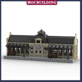 MOC Large City Railway Station Model Building Block Set Architecture Street View Train Collection Series Toy Gifts