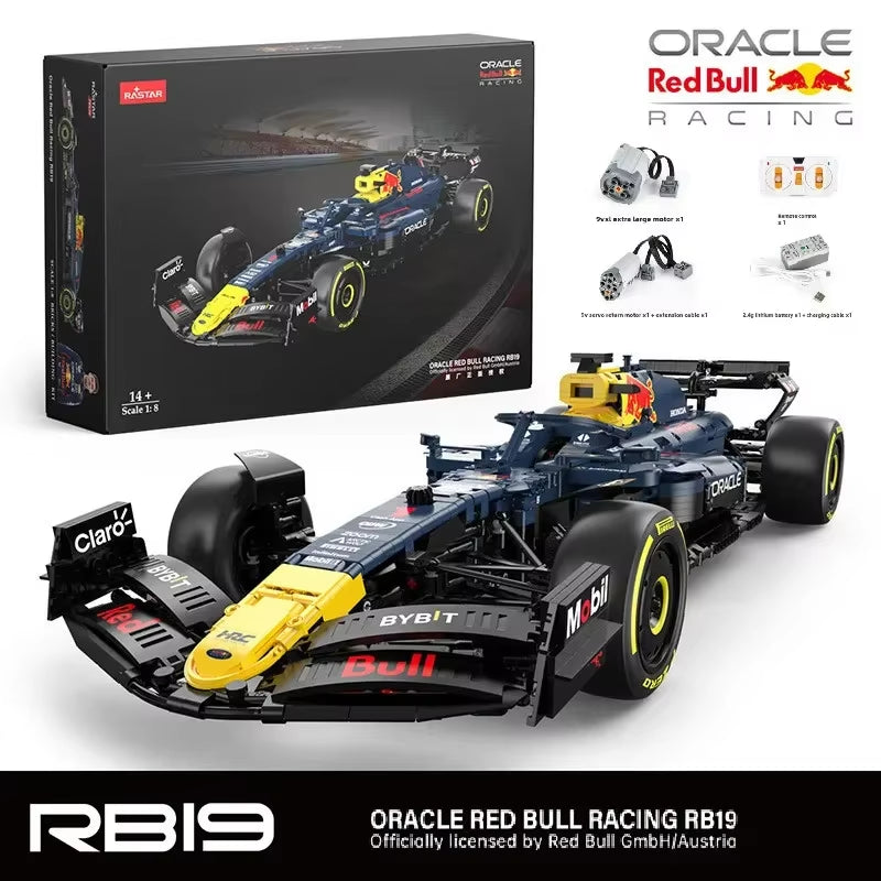 2509PCS 1:8 Technik F1 Redbull RB19 1. Max. Verstappen 11 Perez Racing Formula Bausteine Modell MOC Auto Ziegel Spielzeug