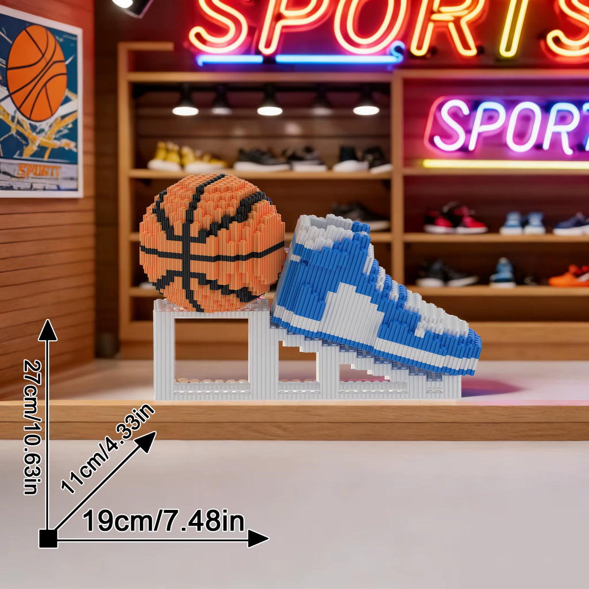 Sports DIY Building Blocks Basketball Sneakers Building Creative Blocks Fidget Toys Ideal Gift for Sports Fans Unique Room Decor